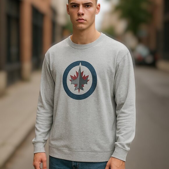 Adidas Authentic NHL Winnipeg Jets Classic “47” Gray Crewneck Sweatshirt Size L - Picture 9 of 12